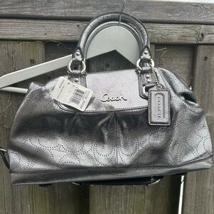 Y2K Coach Gunmetal Silver Ashley Perforated Satchael Bag NWT
